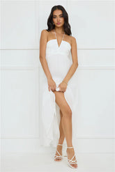 Sunshine Escape Halter Maxi Dress White